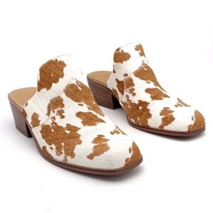 Crown Vintage Galiena Square Toe Cow Print Women's Mules - size 9